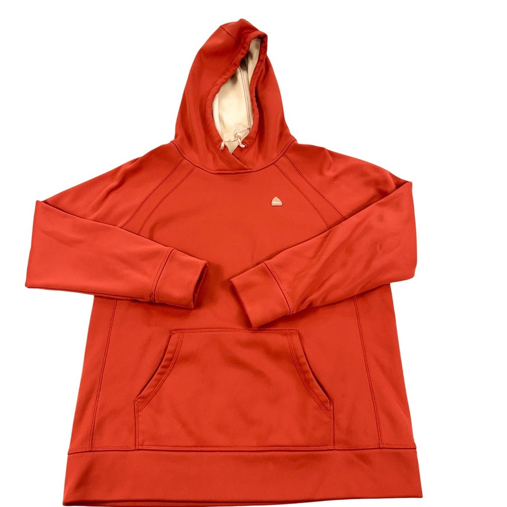 Burton Crown Bonded Hoodie Womens Large Orange Fleece Lined Weatherproof Ski